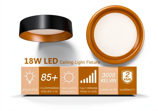 Bargeni Flush Mount Ceiling Light Matte Black Dimmable LED-2