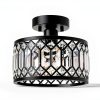 Pevfah Crystal Ceiling Light Dimmable Modern Black Chrome-4