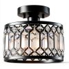 Pevfah Crystal Ceiling Light Dimmable Modern Black Chrome-3