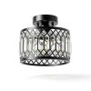 Pevfah Crystal Ceiling Light Dimmable Modern Black Chrome-5