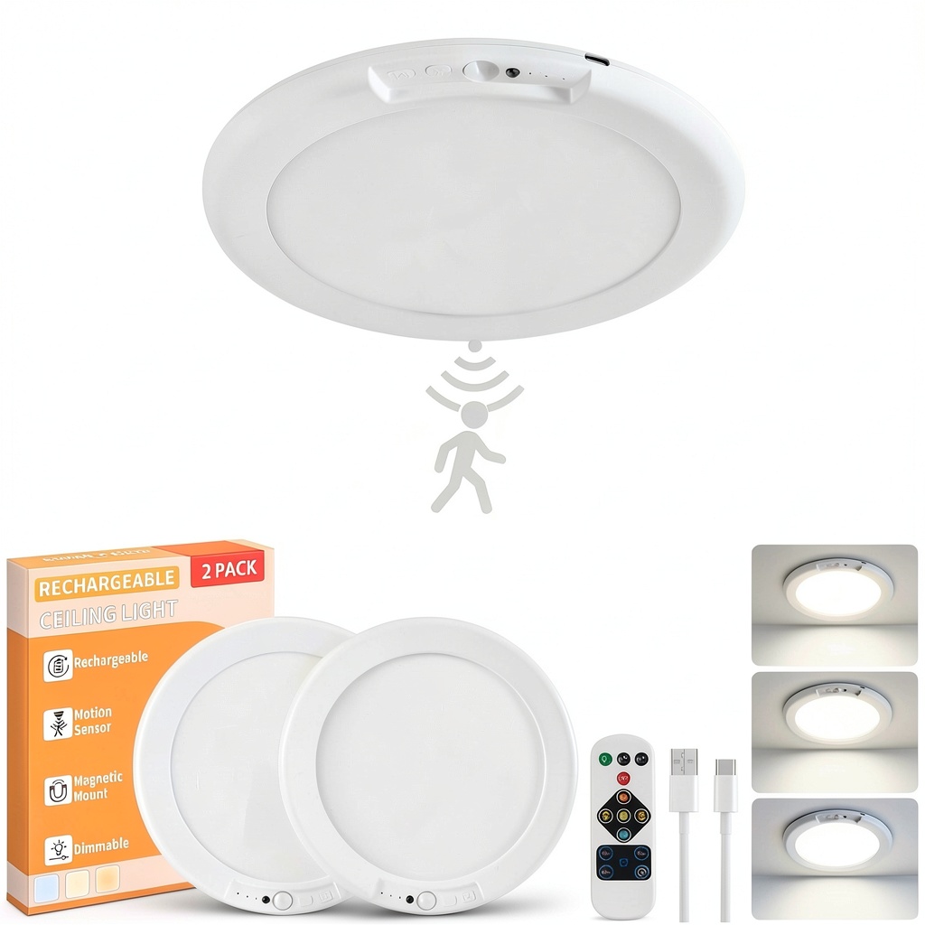 'KERUN motion sensor ceiling light installed in a closet'