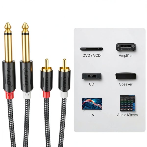 J&D RCA Audio Cable 15 Feet PVC Braided-2