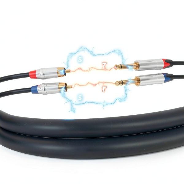 TISINO 1/4 to RCA Cable Braided Blue Pro Audio-4