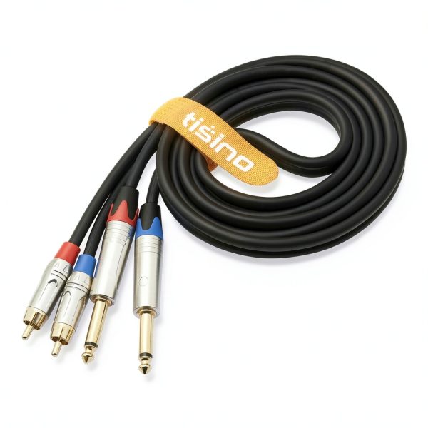 TISINO 1/4 to RCA Cable Braided Blue Pro Audio-7
