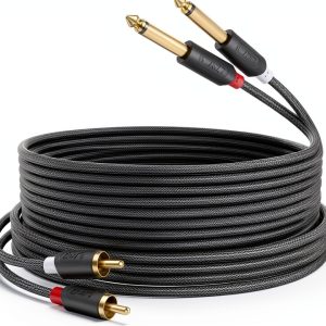 RCA Audio Cable J&D Dual 6.35mm Braided Design-0