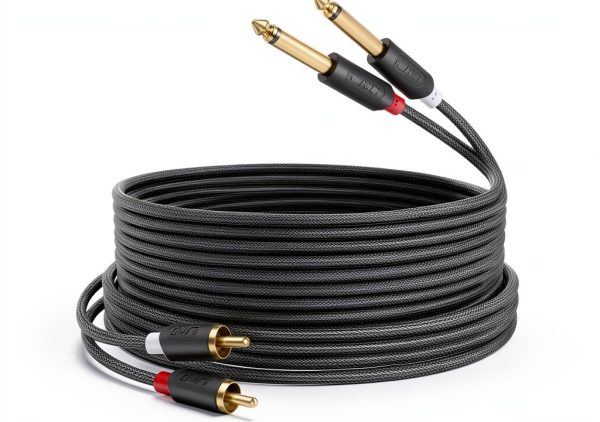 RCA Audio Cable J&D Dual 6.35mm Braided Design-0