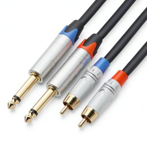 TISINO 1/4 to RCA Cable Braided Blue Pro Audio-0