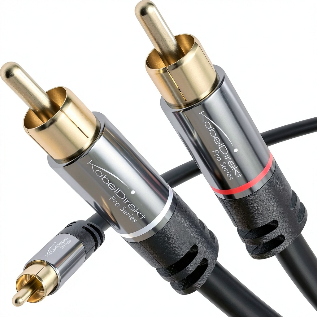 Installing KabelDirekt 25ft RCA/phono cable on a wooden media console