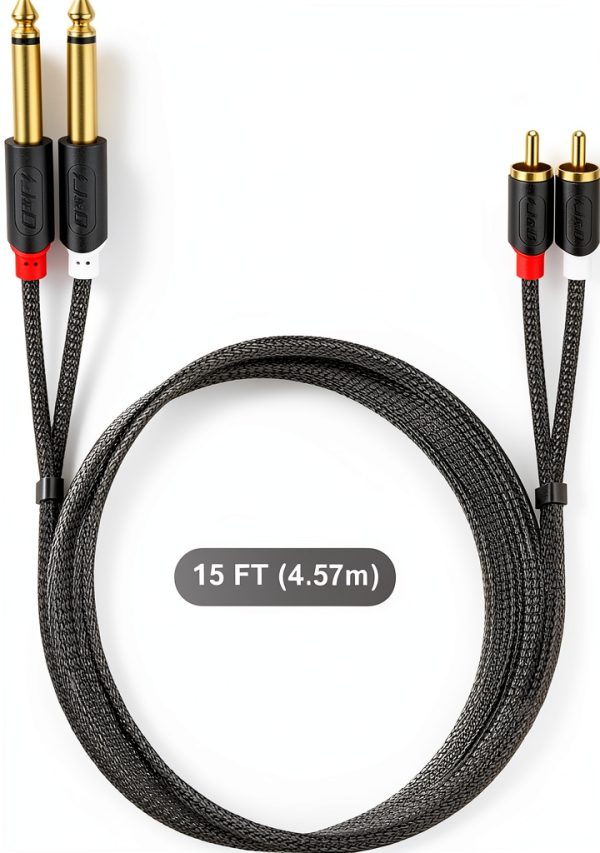 J&D RCA Audio Cable 15 Feet PVC Braided-6