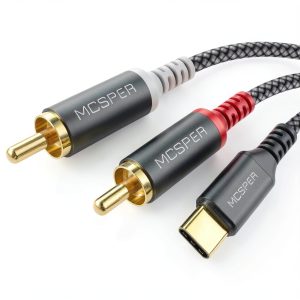 USB-C to RCA Cable MCSPER 6.6ft Gold Plated-0