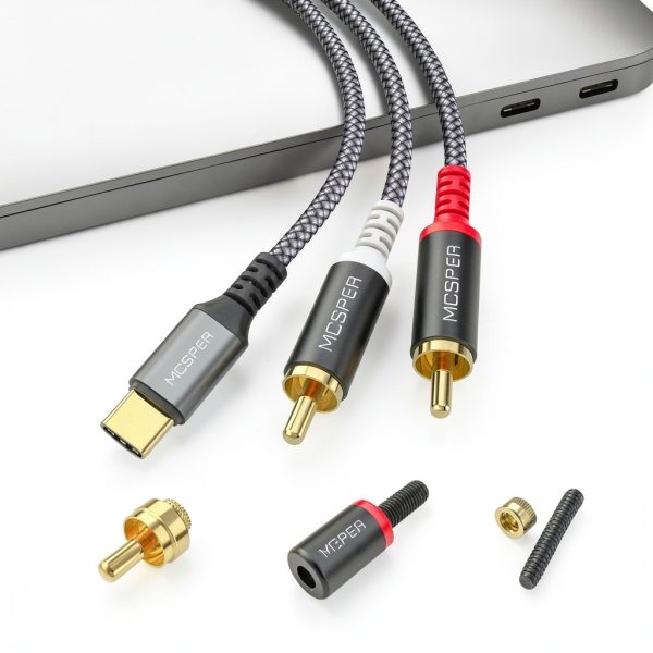 USB-C to RCA Cable MCSPER 6.6ft Gold Plated-3