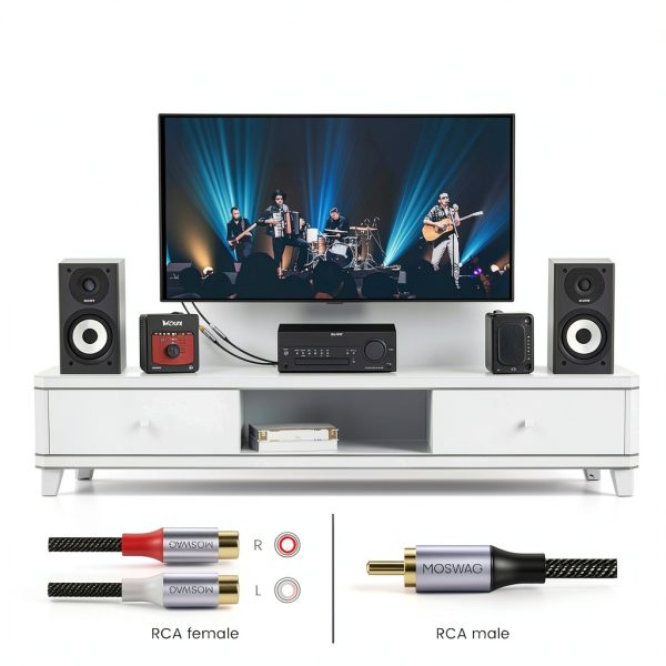 RCA Cable MOSWAG Male to Dual Female Audio Cable 2 Pack Black Braided-5