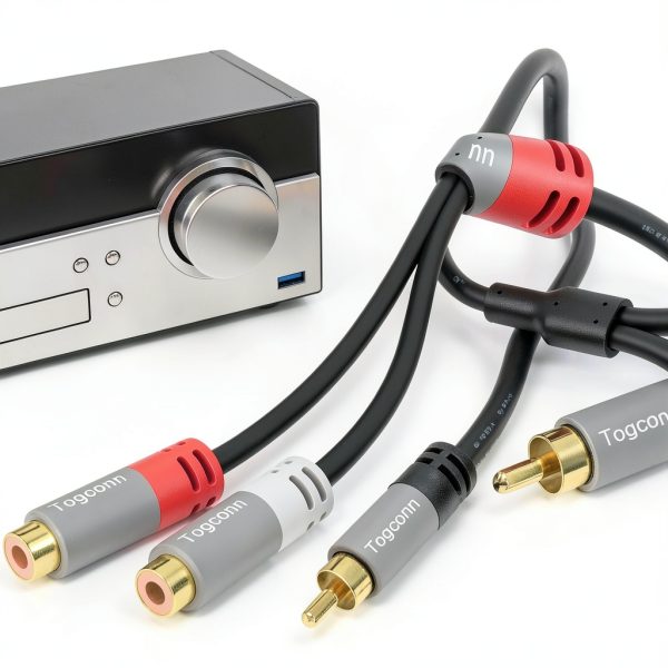 Togconn RCA Y Splitter 1RCA Male to 2RCA Female Cable 0.6ft 2 Pack-2