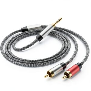 3.5mm to 2RCA Audio Cable PPTVC Braided Nylon Various Lengths-0