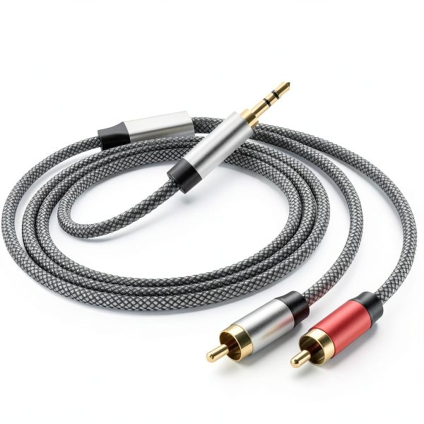 3.5mm to 2RCA Audio Cable PPTVC Braided Nylon Various Lengths-0