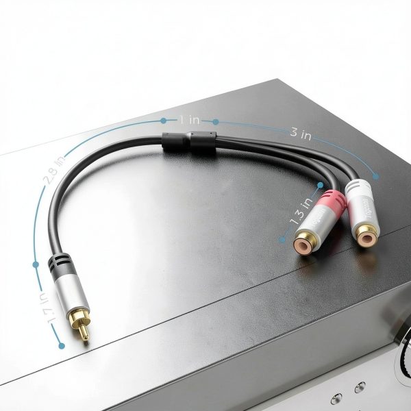 Togconn RCA Y Splitter 1RCA Male to 2RCA Female Cable 0.6ft 2 Pack-1