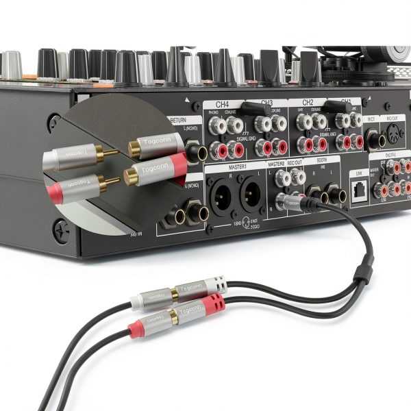 Togconn RCA Y Splitter 1RCA Male to 2RCA Female Cable 0.6ft 2 Pack-3