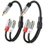 Togconn RCA Y Splitter 1RCA Male to 2RCA Female Cable 0.6ft 2 Pack-0