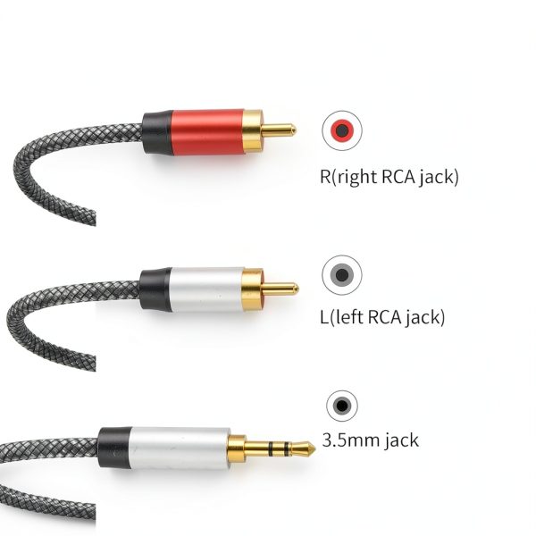 3.5mm to 2RCA Audio Cable PPTVC Braided Nylon Various Lengths-2