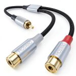 RCA Cable MOSWAG Male to Dual Female Audio Cable 2 Pack Black Braided-0